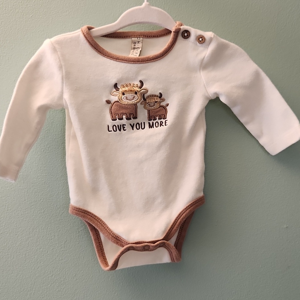 Chickpea Original Cow Print 2 Piece Long Sleeve Bodysuit Set - Picture 2 of 16